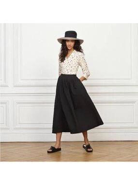 Uniqlo Ines de la Fressange Black Linen Skirt size 6